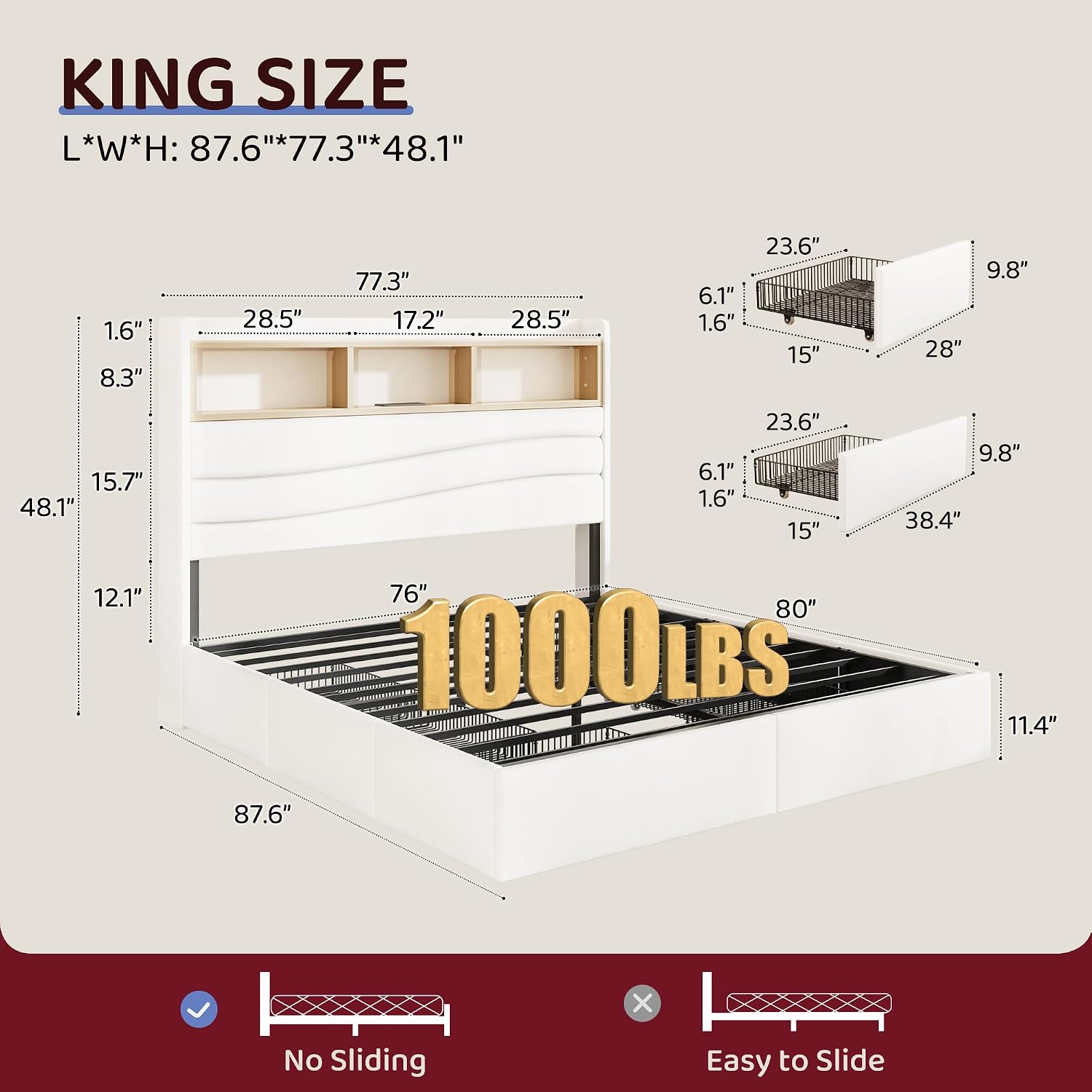King Size Bed Frame with 6 Sto - King Size Bed Frame With Storage Drawers review and price