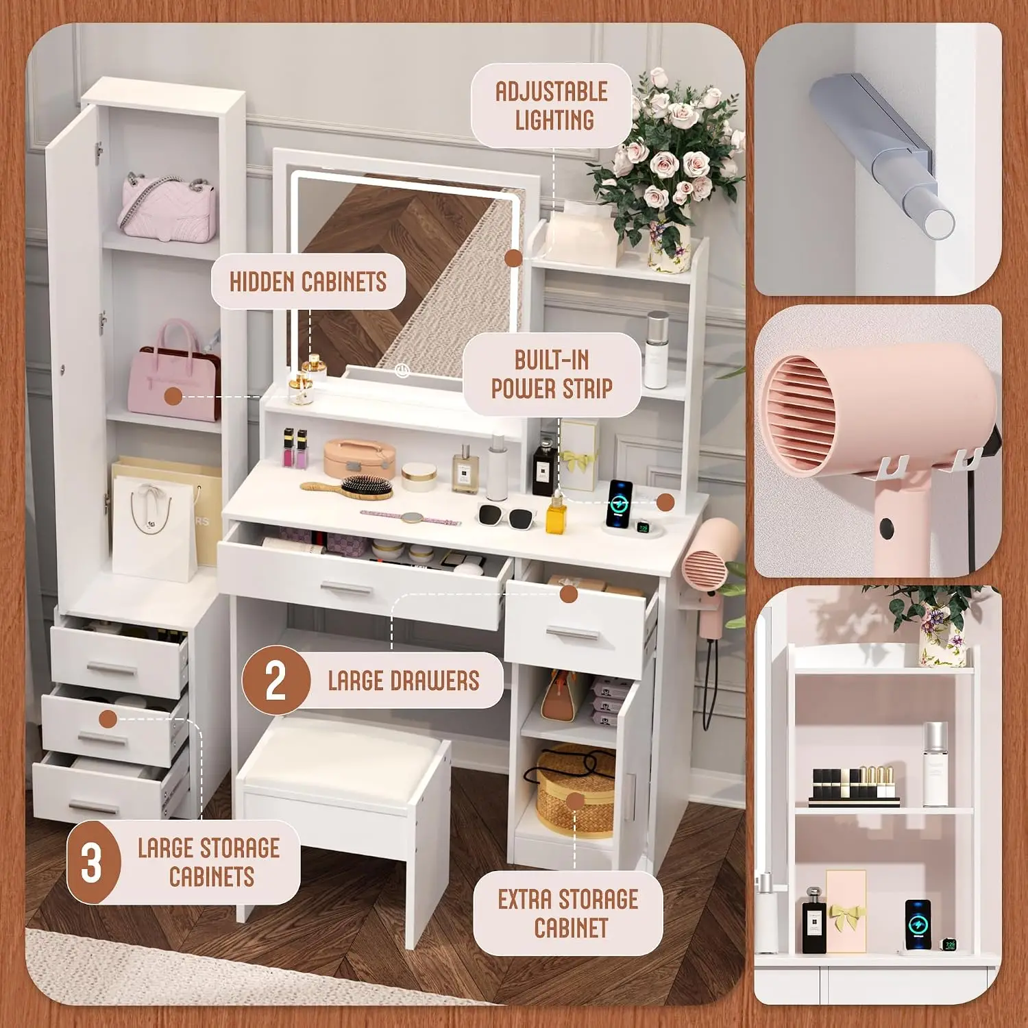 INTERGREAT Makeup Vanity with  - Dressing Table Vanity With Lighted Mirror review and price