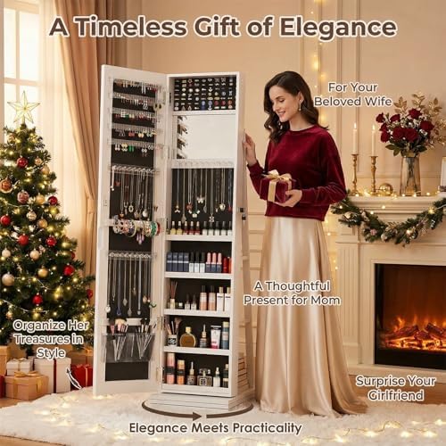 360° Swivel Jewelry Armoire wi - Full Length Mirror Jewelry Armoire review and price