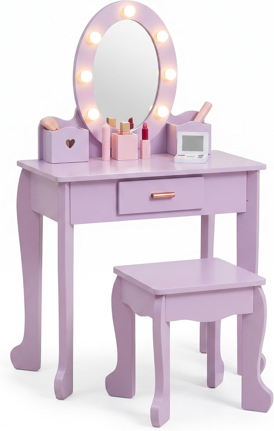 Kids Dressing Table and Stool  - Dressing Table Vanity With Lighted Mirror review and price