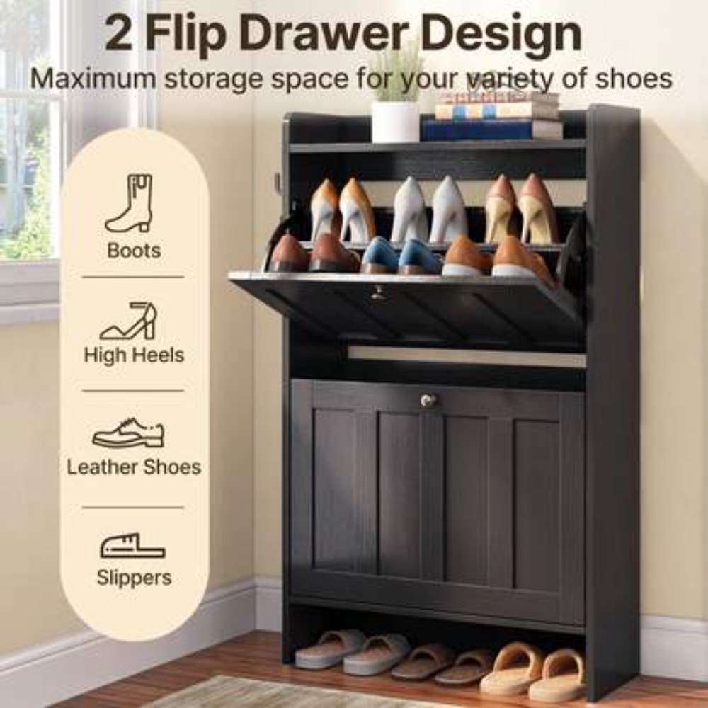 Shoe Cabinet With 2 Flip Drawe - Shoe Rack Cabinet Narrow Entryway review and price