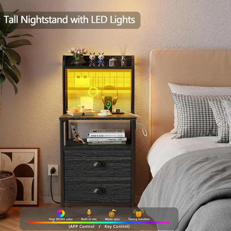 40'' Tall Nightstand With Char - Solid Wood Nightstand 2 Drawers review and price