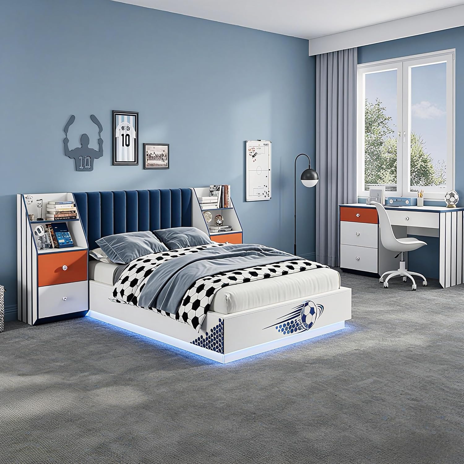 Full Size Floating Bed With Ve - Floating Nightstand With Led Light review and price