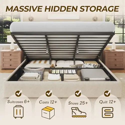 King Size Lift Up Storage Bed  - Gas Lift Storage Bed Hydraulic review and price