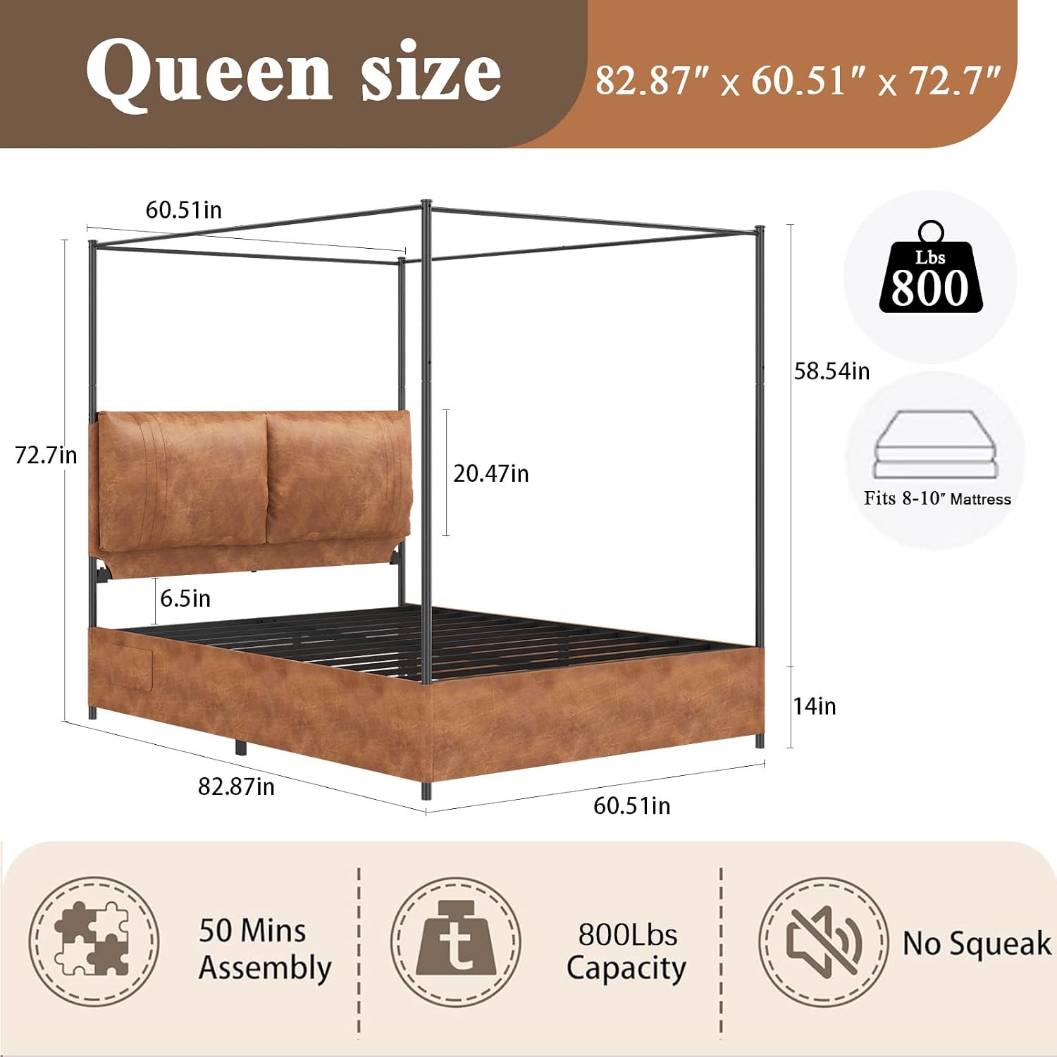 Queen Canopy Bed Frame with Ta - Canopy Bed Frame Metal Queen review and price