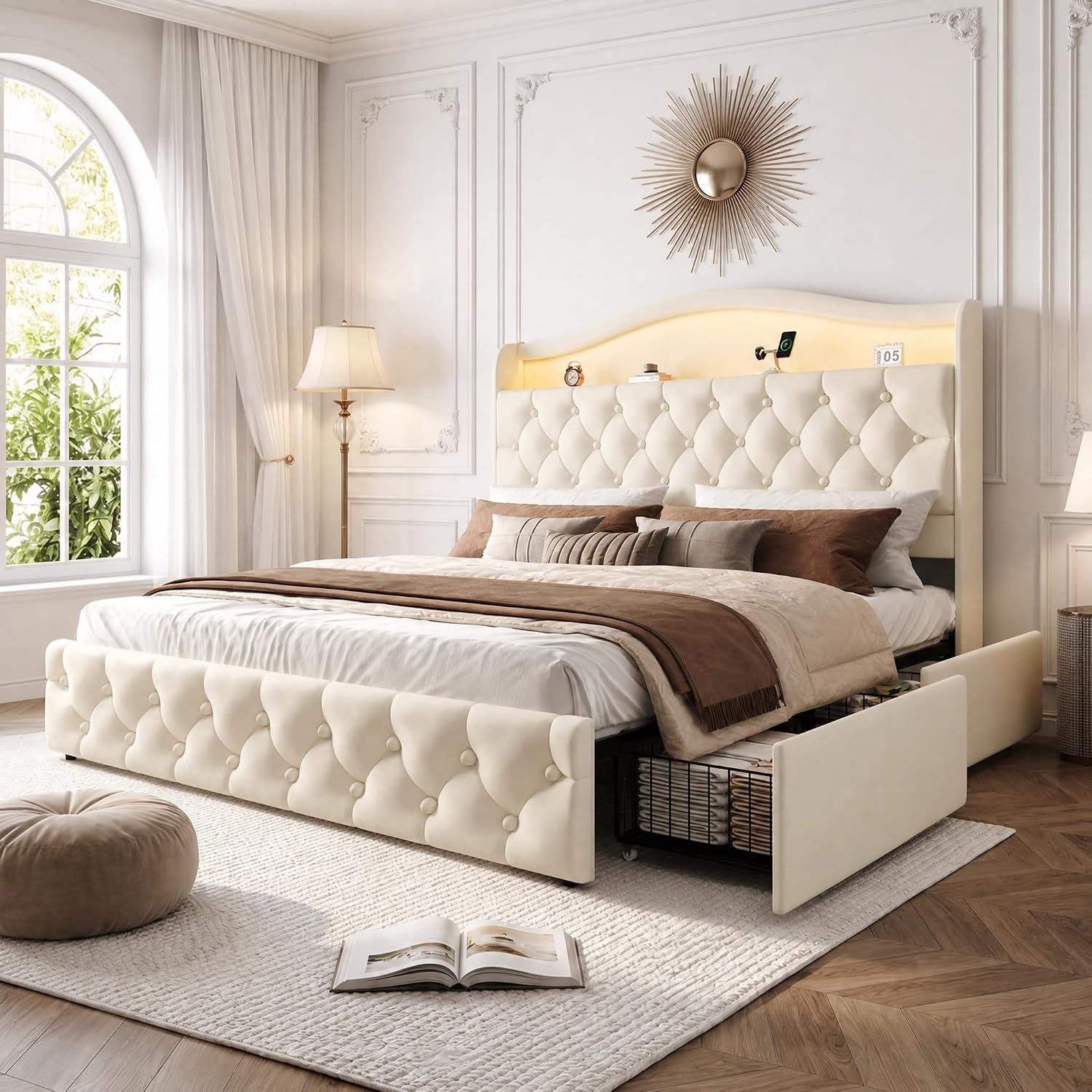 King Size Platform Bed Frame W - King Size Bed Frame With Storage Drawers review and price