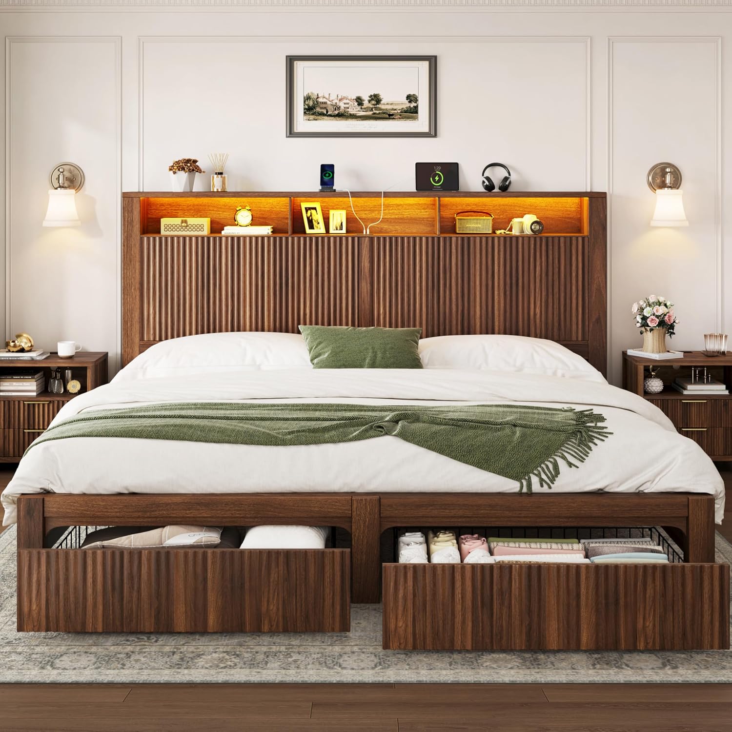 King Size Bed Frame and Headbo - King Size Bed Frame With Storage Drawers review and price