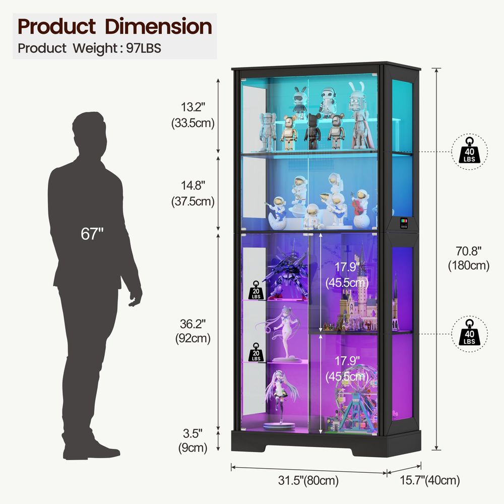 Lighted Corner Display Curio C - Storage review and price