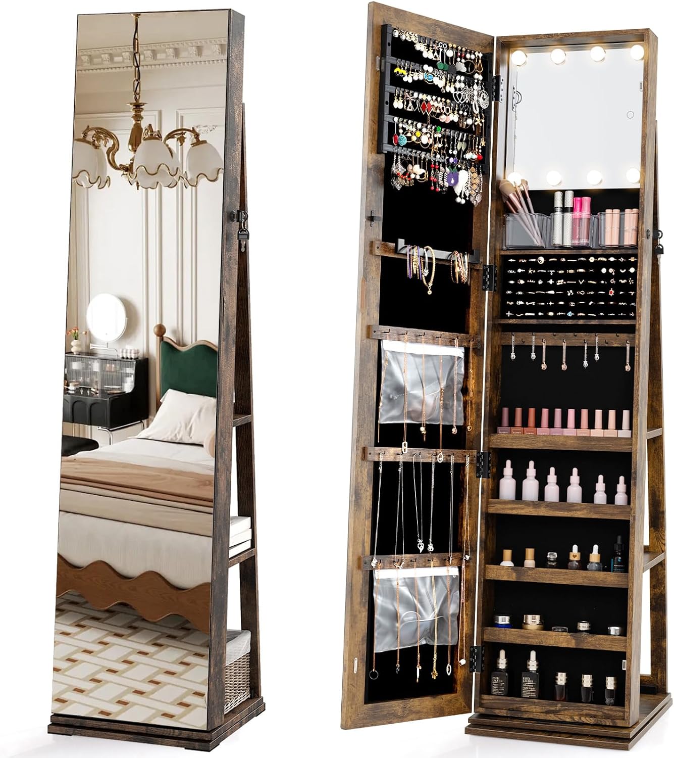 Swivel Jewelry Armoire Full Le - Full Length Mirror Jewelry Armoire review and price