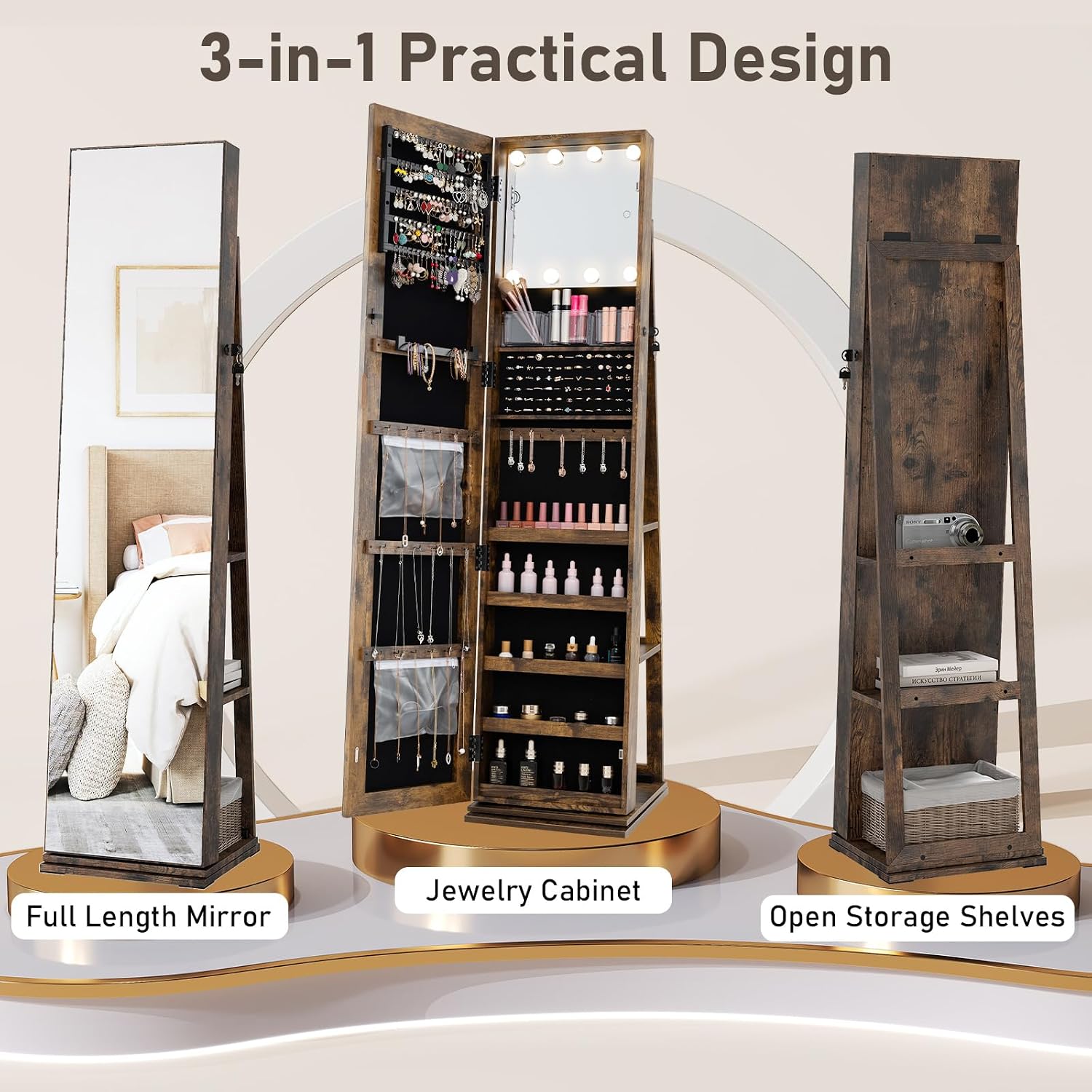 Swivel Jewelry Armoire Full Le - Full Length Mirror Jewelry Armoire review and price