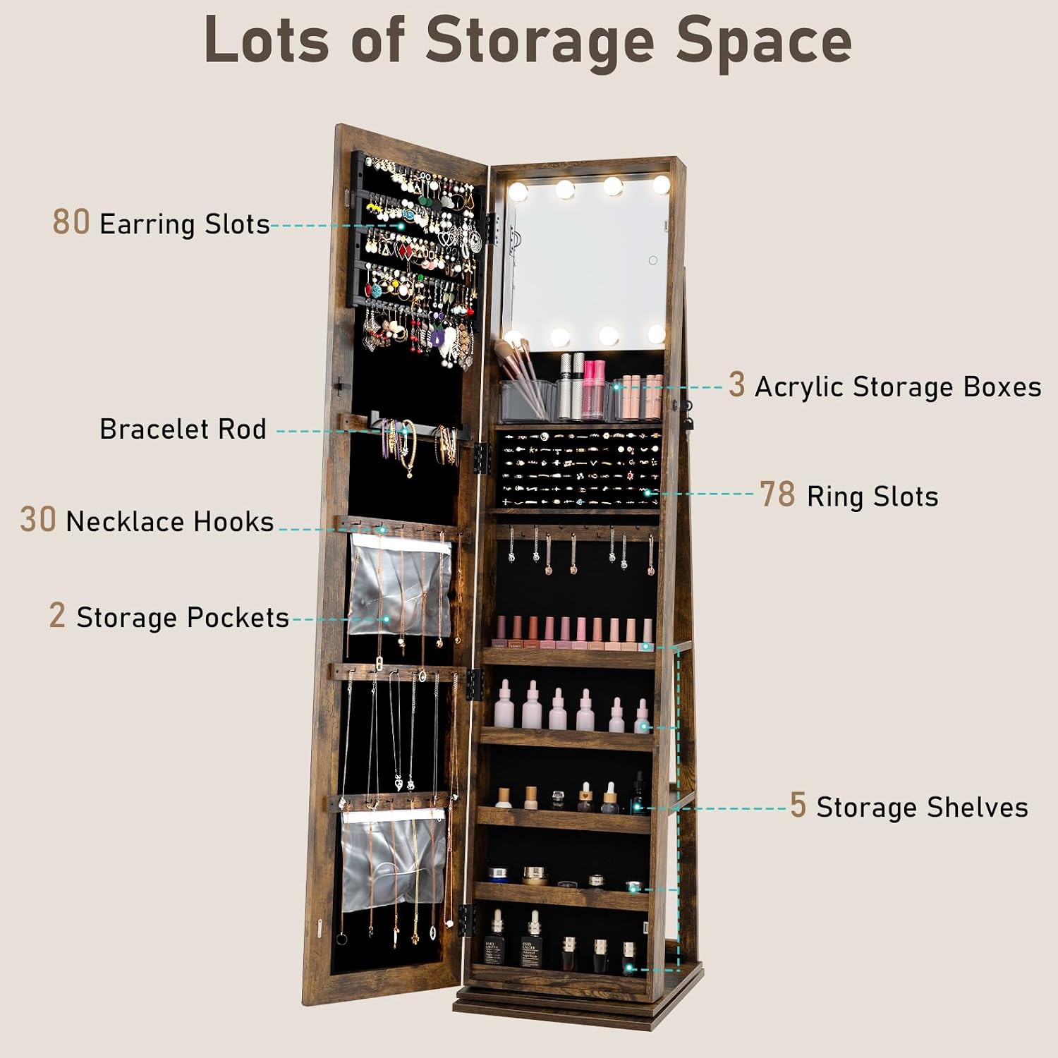 Swivel Jewelry Armoire Full Le - Full Length Mirror Jewelry Armoire review and price