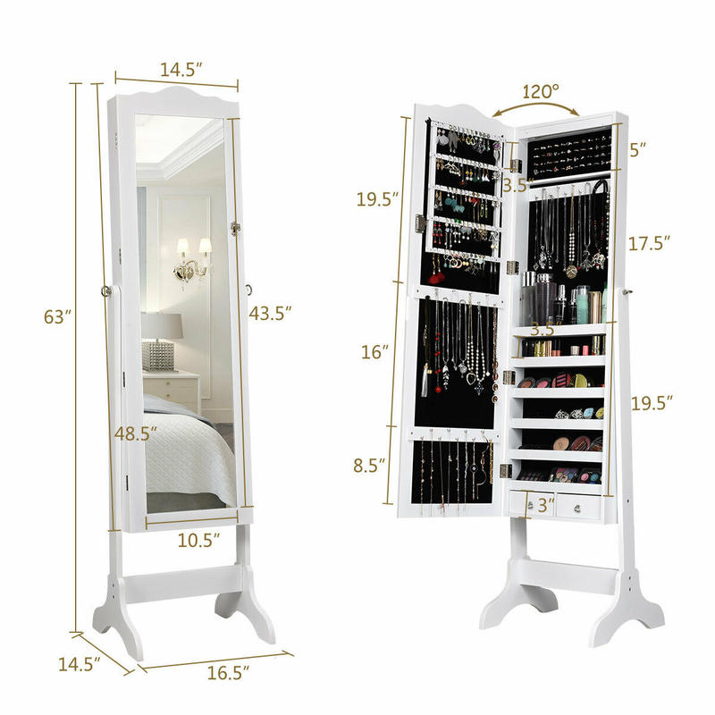 14 LED Jewelry Armoire Cabinet - Full Length Mirror Jewelry Armoire review and price