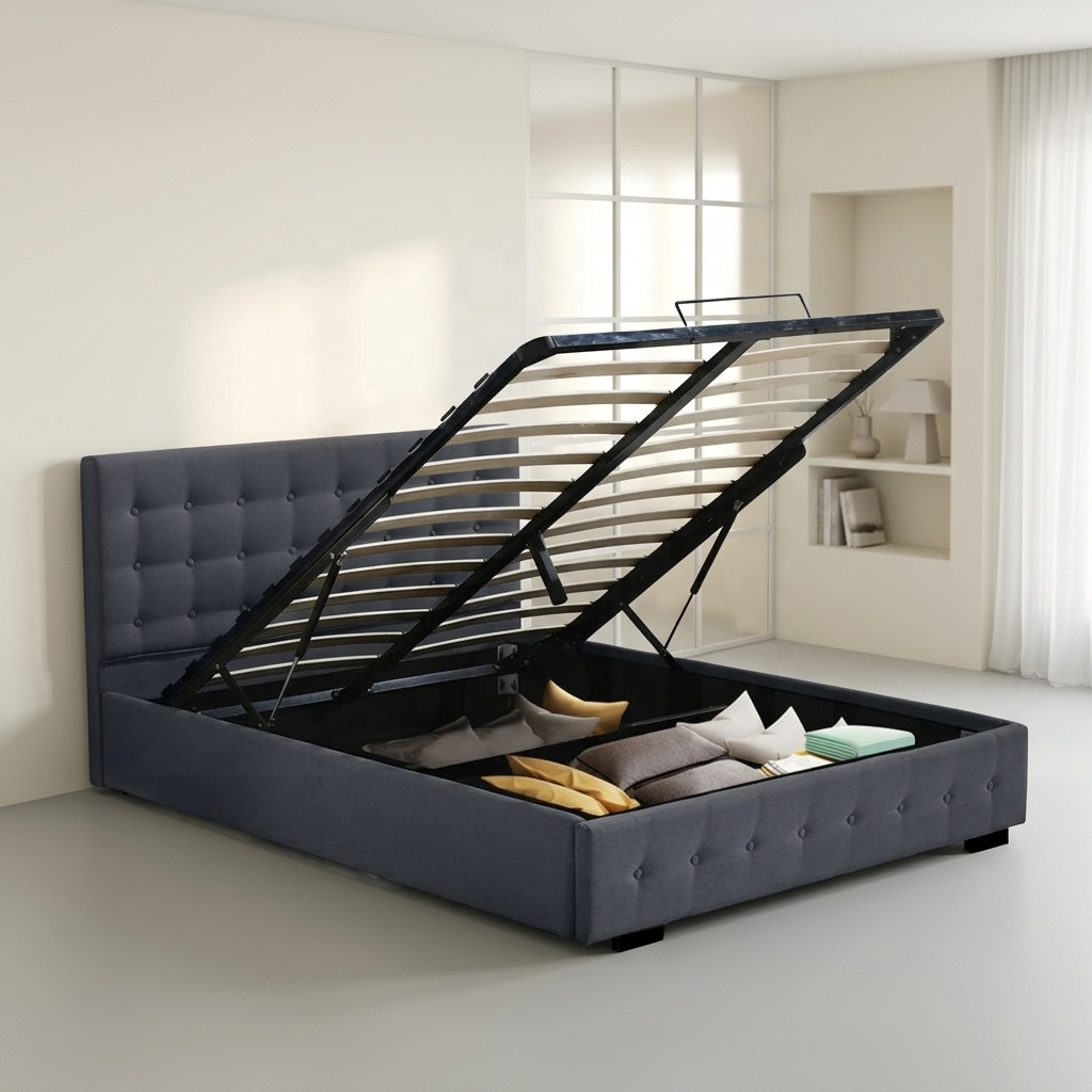 ^Modern Queen King Size Velvet - Gas Lift Storage Bed Hydraulic review and price