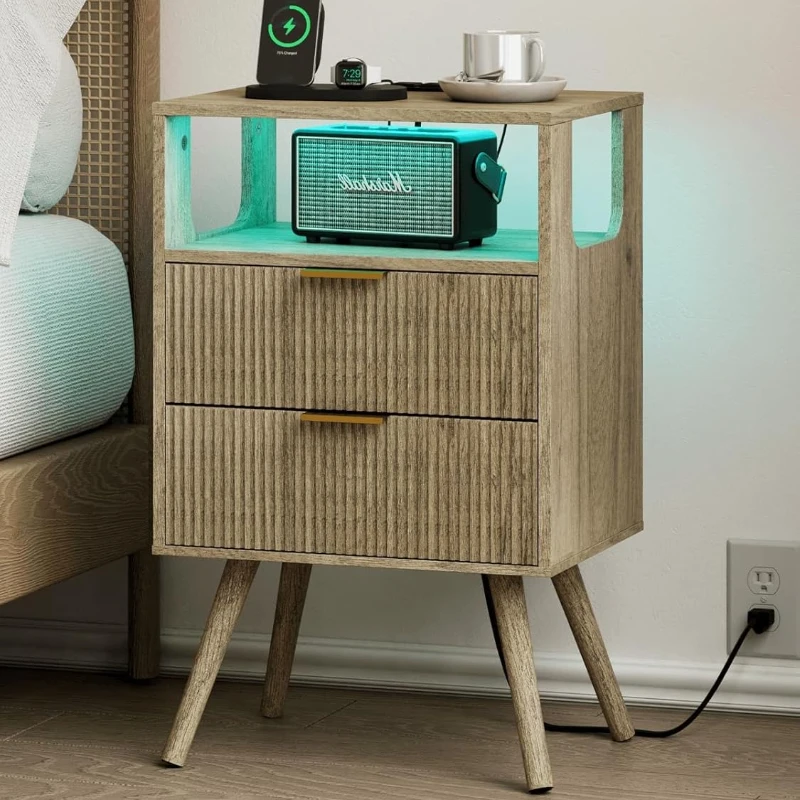 Nightstand Modern 2 Storage Dr - Solid Wood Nightstand 2 Drawers review and price
