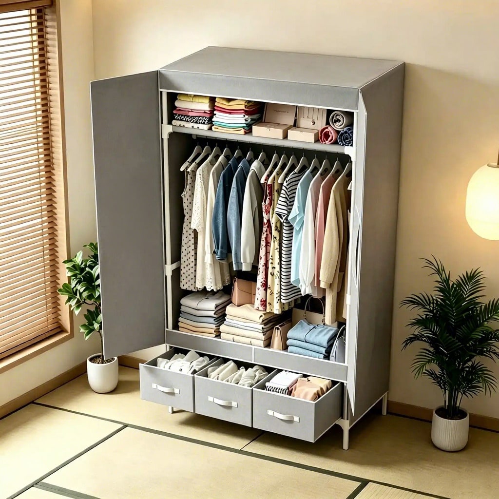 Portable Closet Wardrobe, 57.4 - Wardrobe Closet Portable Fabric Cover review and price