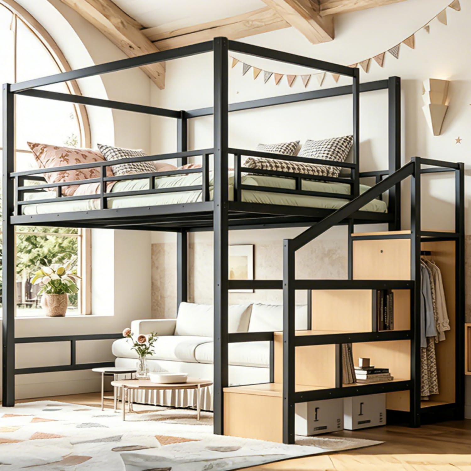 Queen Loft Bed with Storage St - Canopy Bed Frame Metal Queen review and price