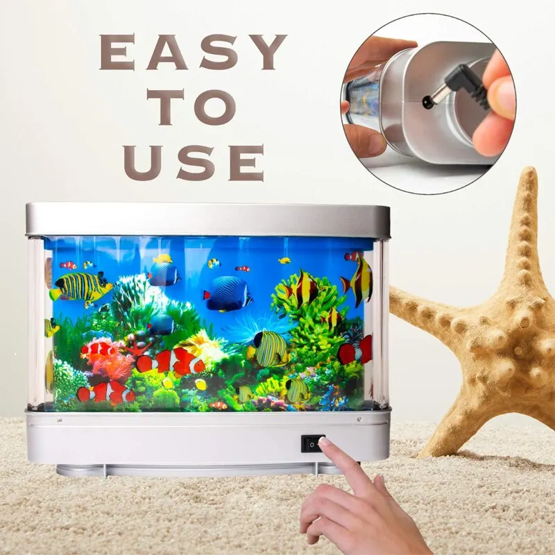 Tropical Fish Tank Lamps Artif - Floating Nightstand With Led Light review and price