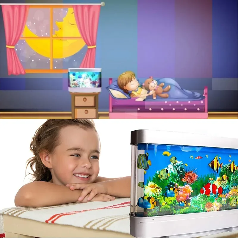 Tropical Fish Tank Lamps Artif - Floating Nightstand With Led Light review and price