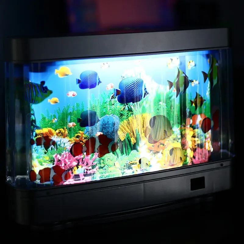 Tropical Fish Tank Lamps Artif - Floating Nightstand With Led Light review and price
