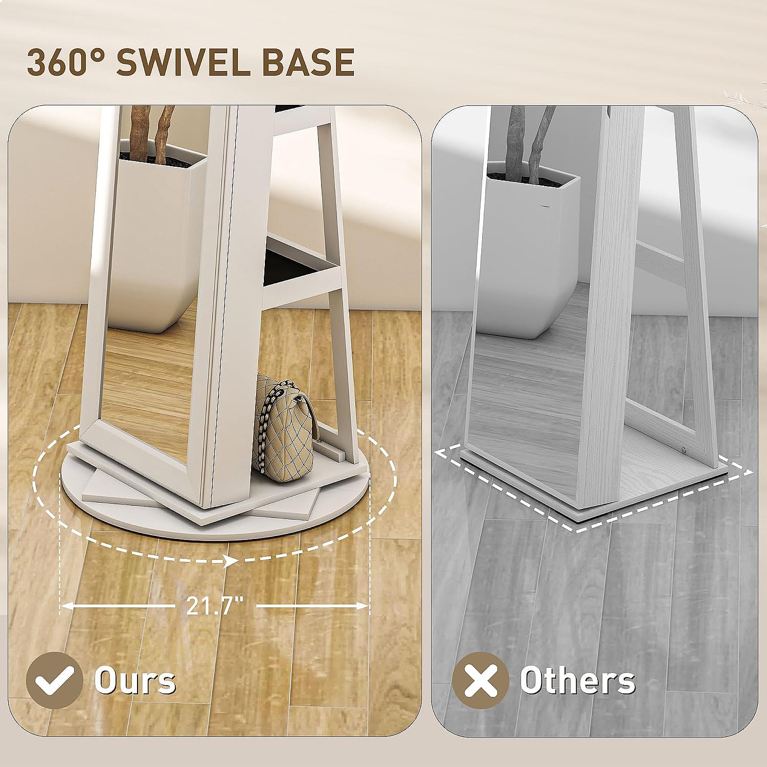 HOMCOM 360° Swivel Lockable Je - Full Length Mirror Jewelry Armoire review and price