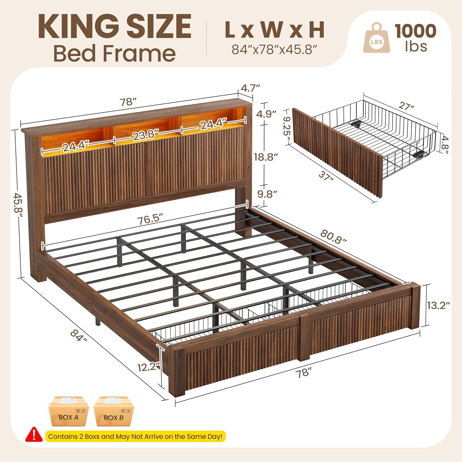 King Size Bed Frame and Headbo - King Size Bed Frame With Storage Drawers review and price