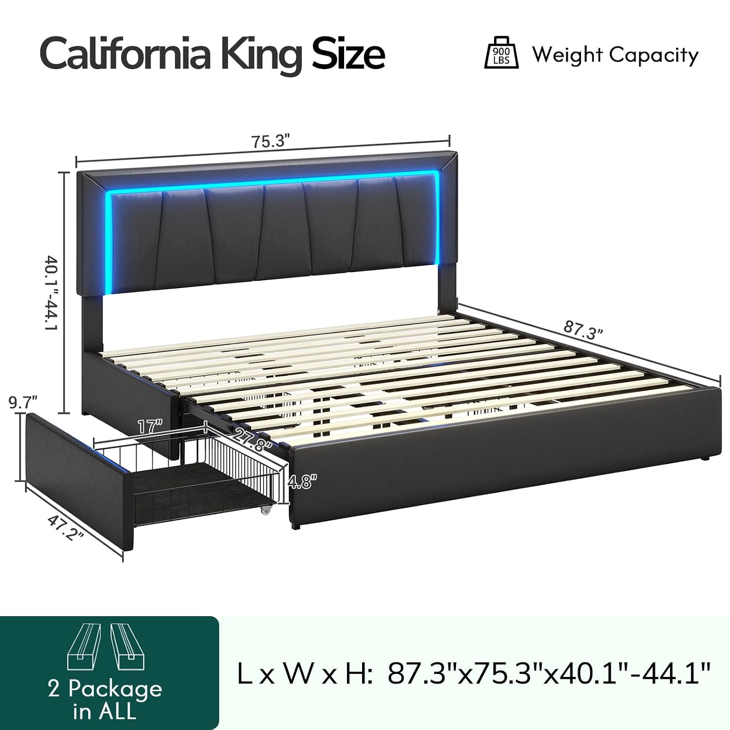 California King Bed Frame with - King Size Bed Frame With Storage Drawers review and price
