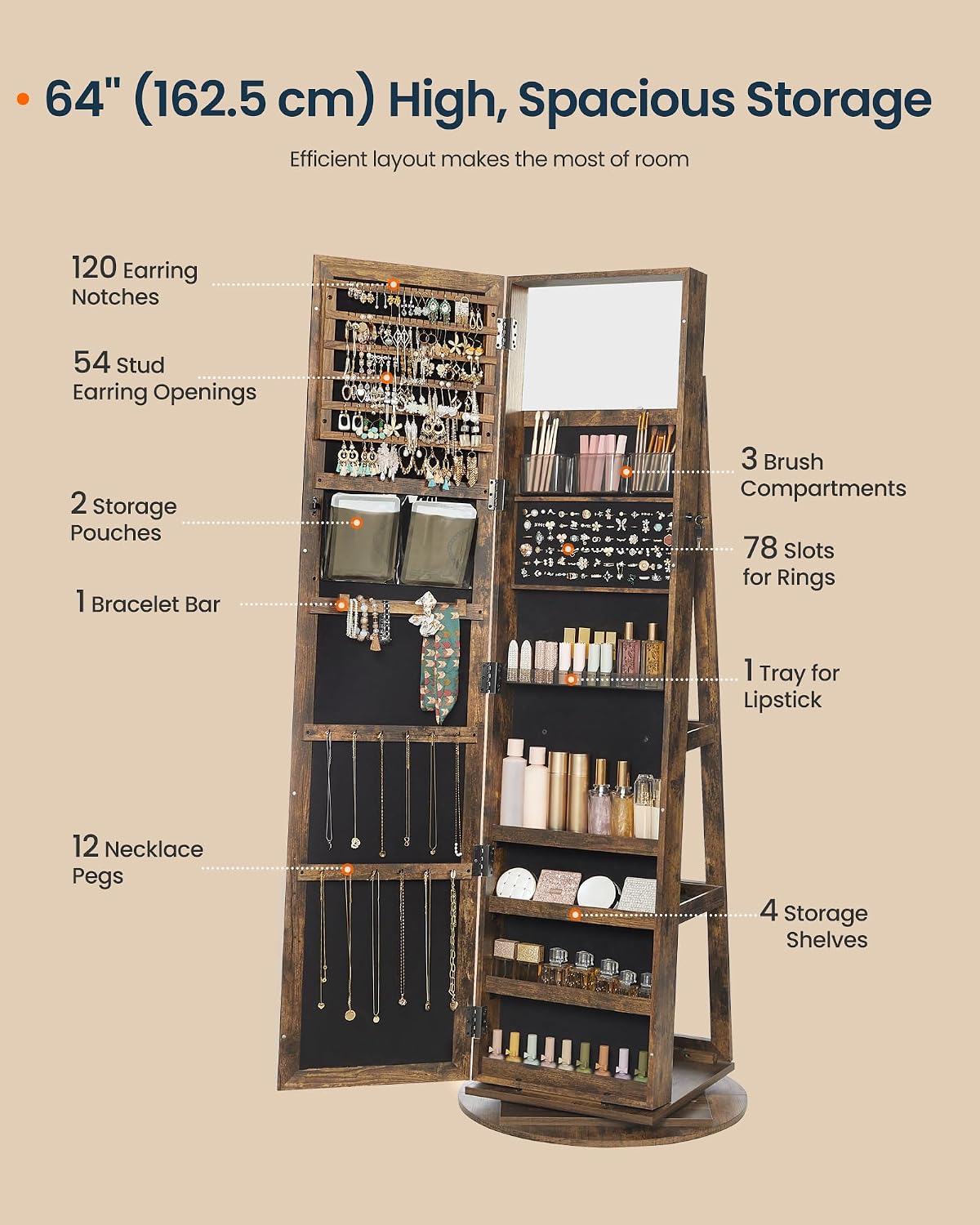 Standing Jewelry Cabinet, Full - Full Length Mirror Jewelry Armoire review and price