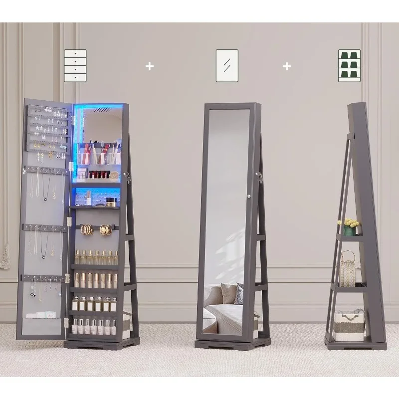 LED Jewelry Armoire with Full  - Full Length Mirror Jewelry Armoire review and price