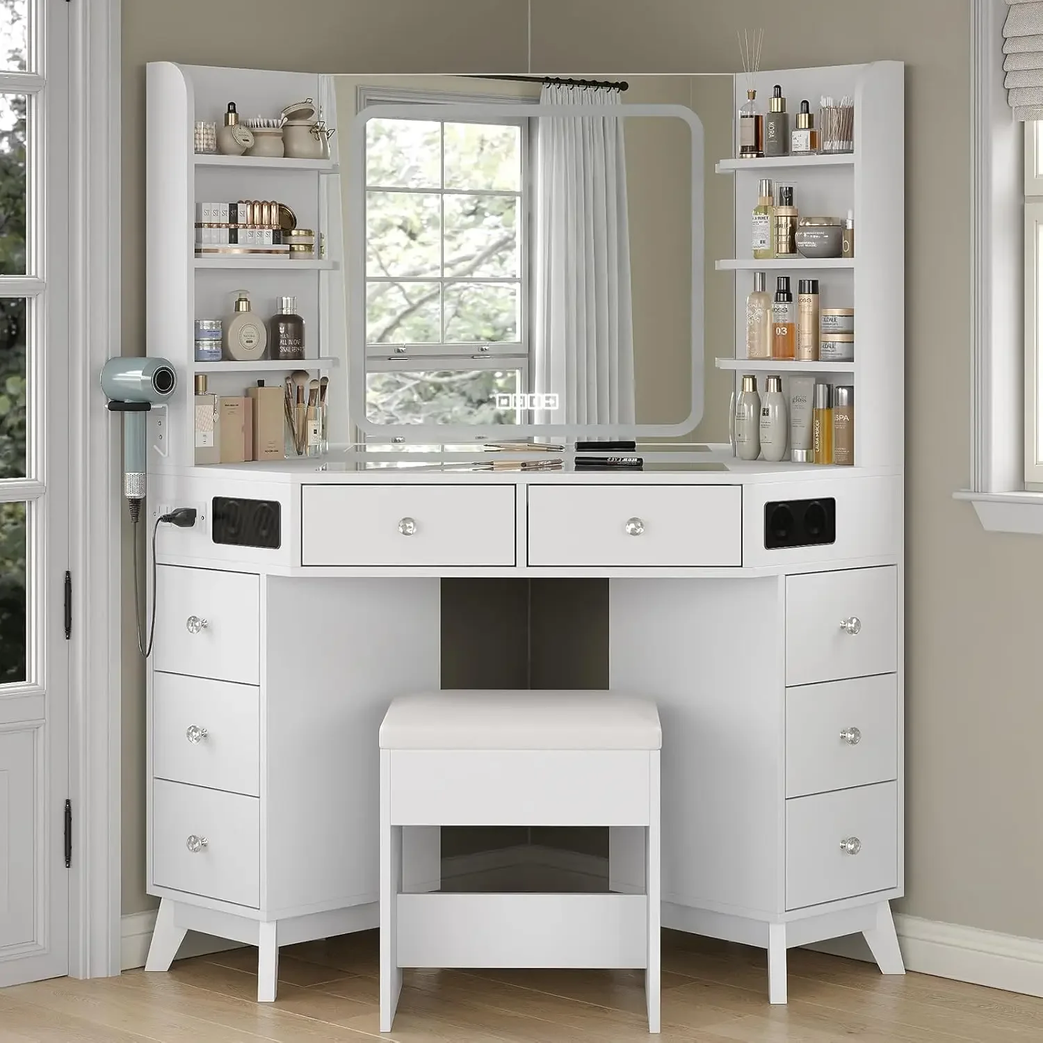 Corner Vanity Desk Speaker Dra - Dressing Table Vanity With Lighted Mirror review and price