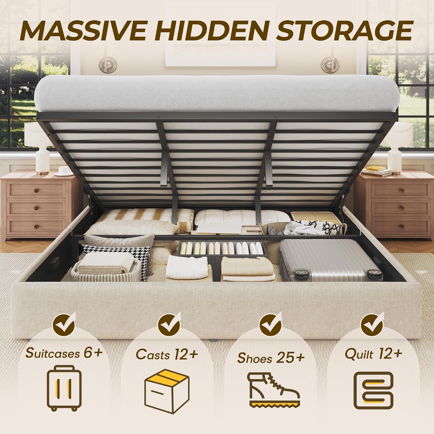 King Size Lift Storage Bed Fra - Gas Lift Storage Bed Hydraulic review and price