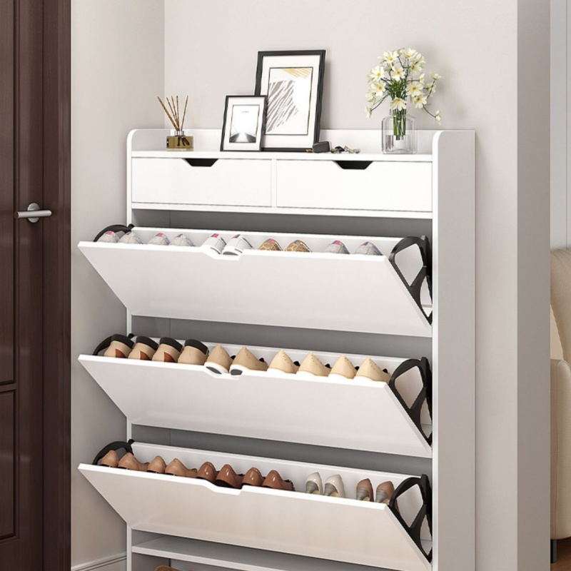 2-Tier Wooden Shoe Organizer C - Shoe Rack Cabinet Narrow Entryway review and price