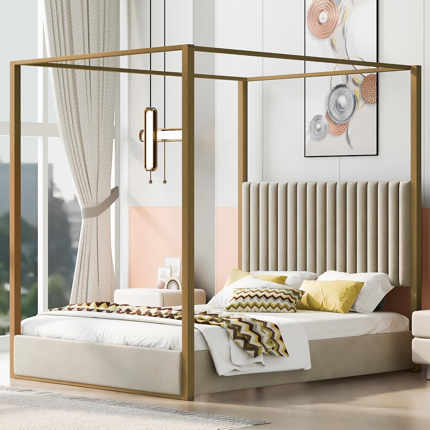 Modern Canopy Platform Bed Que - Canopy Bed Frame Metal Queen review and price