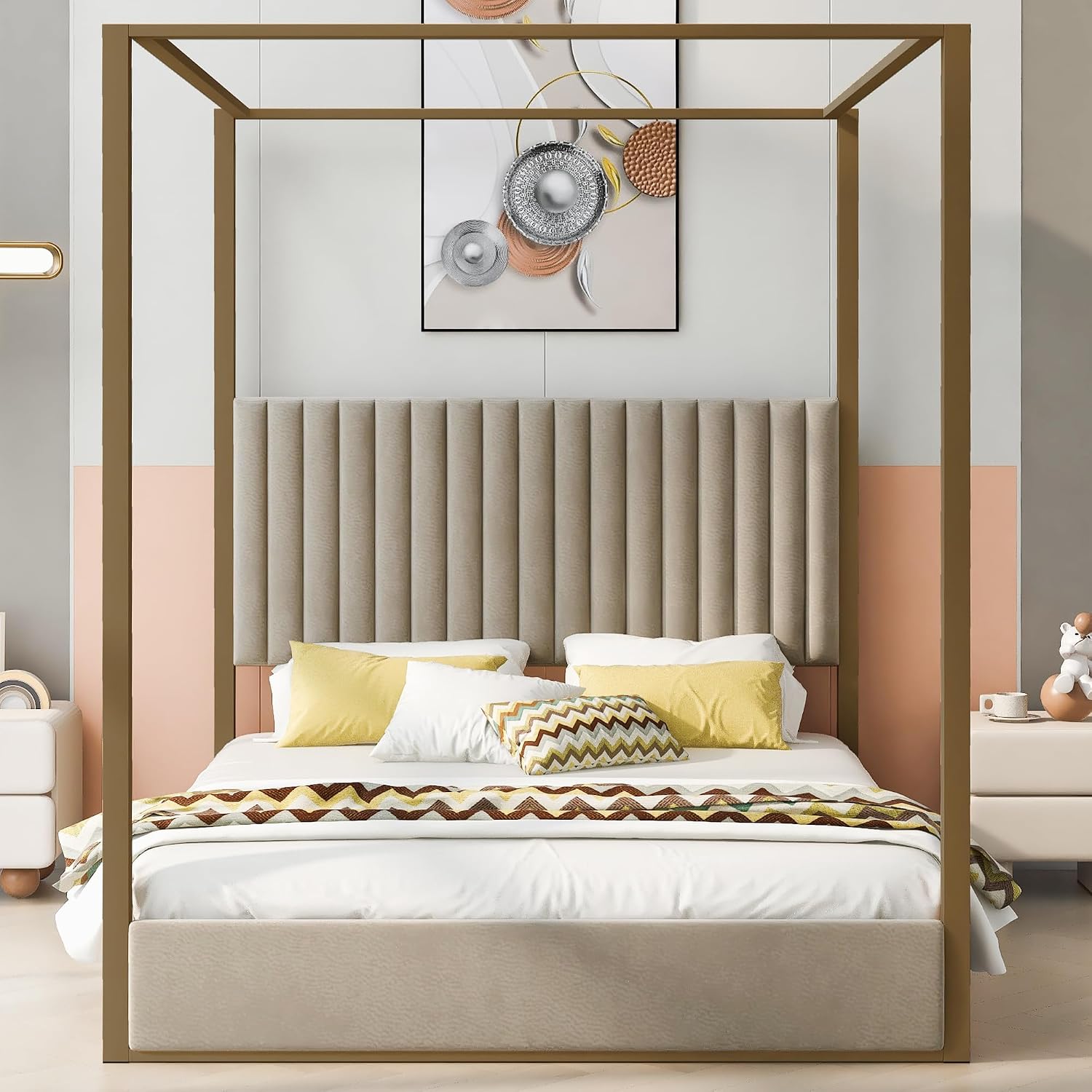 Modern Canopy Platform Bed Que - Canopy Bed Frame Metal Queen review and price