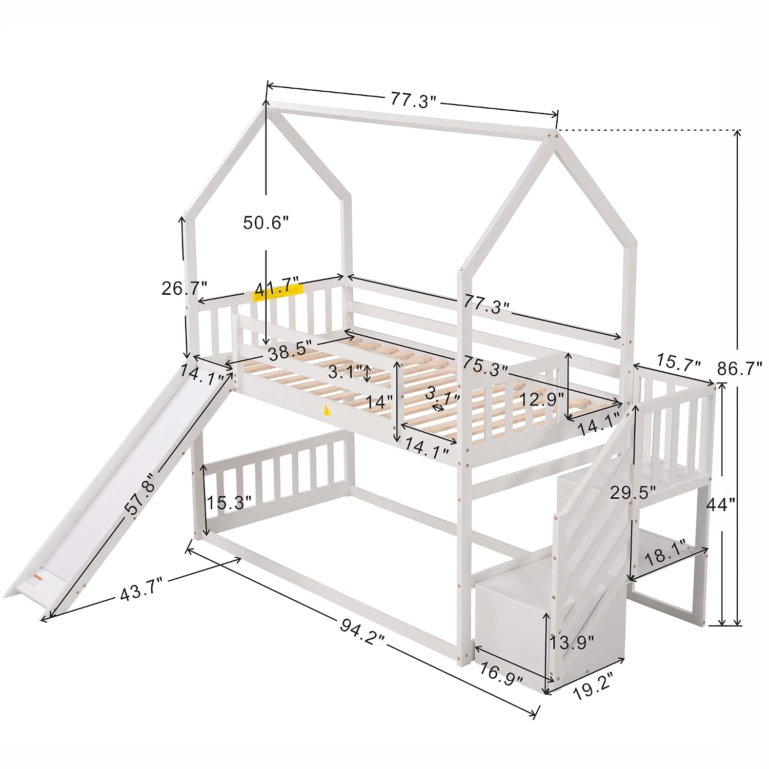 Twin Over Twin Bunk Bed with S - Bunk Bed With Stairs And Slide review and price