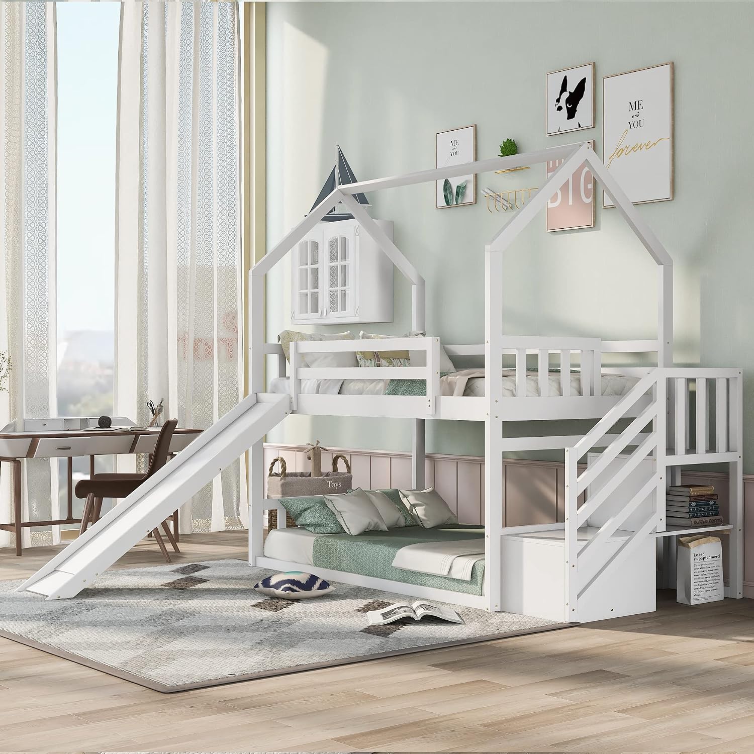 Twin Over Twin Bunk Bed with S - Bunk Bed With Stairs And Slide review and price