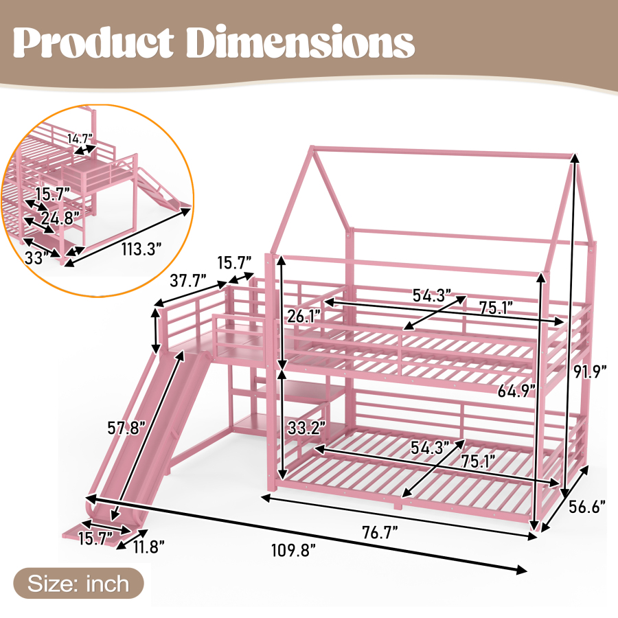 Full Metal House Bunk Bed with - Bunk Bed With Stairs And Slide review and price