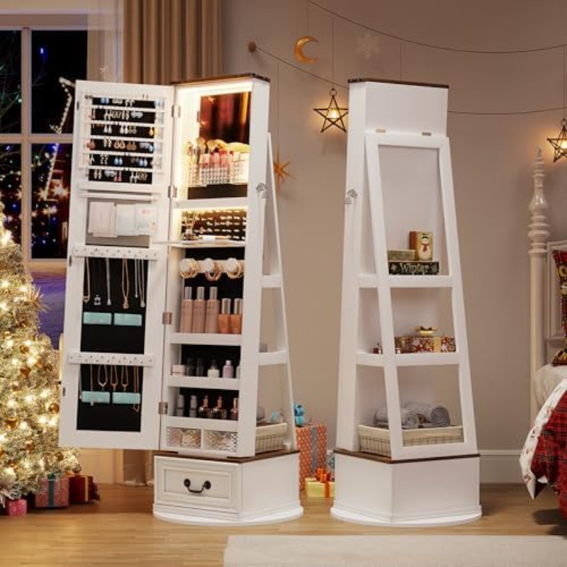 360°Swivel Jewelry Armoire Cab - Full Length Mirror Jewelry Armoire review and price