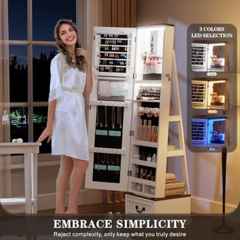 360°Swivel Jewelry Armoire Cab - Full Length Mirror Jewelry Armoire review and price