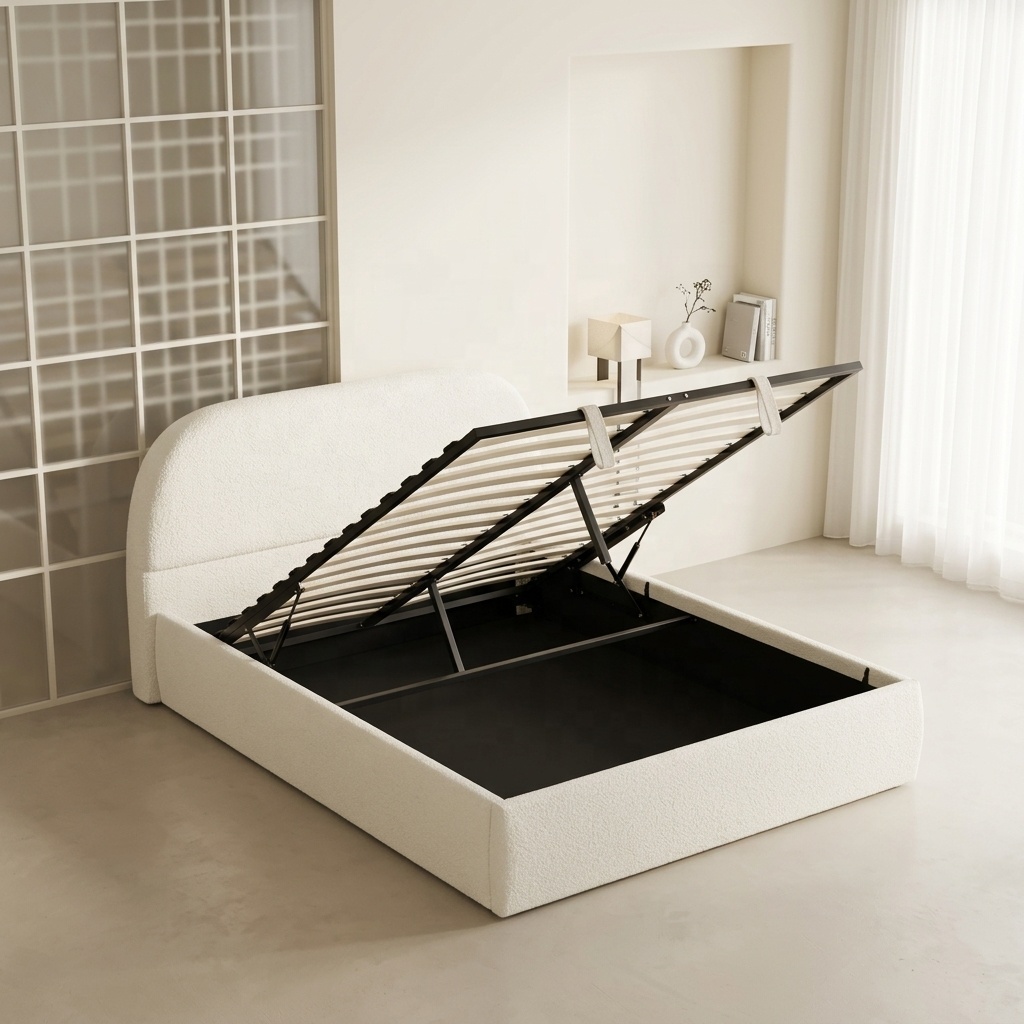 ^Modern Minimalism Fluffy Cott - Gas Lift Storage Bed Hydraulic review and price