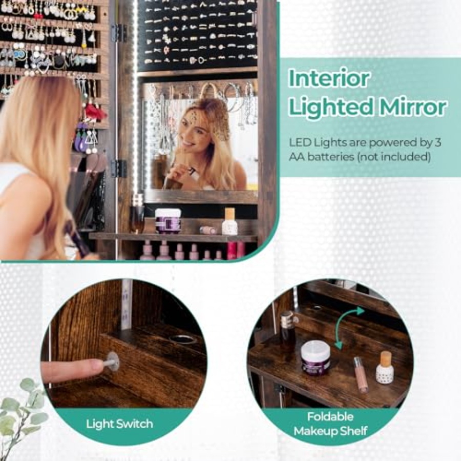 47 LED Jewelry Armoire for bed - Full Length Mirror Jewelry Armoire review and price