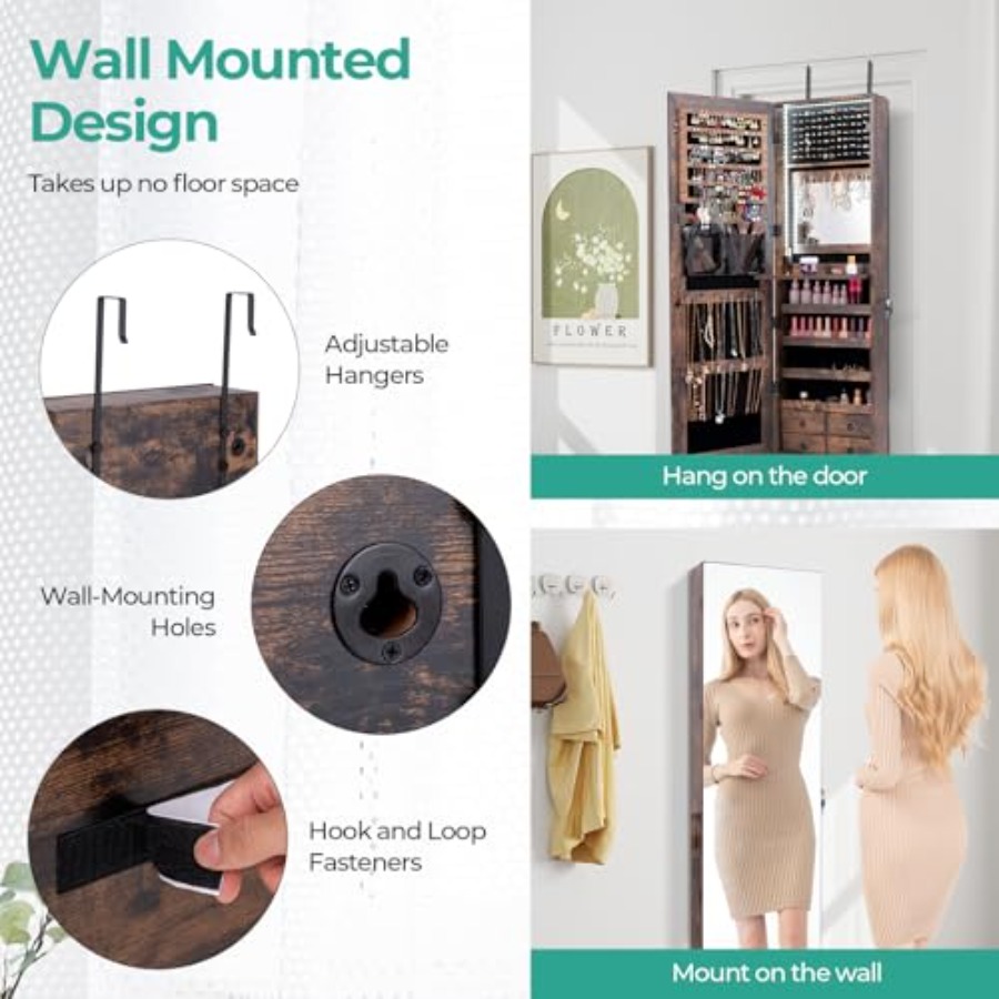 47 LED Jewelry Armoire for bed - Full Length Mirror Jewelry Armoire review and price