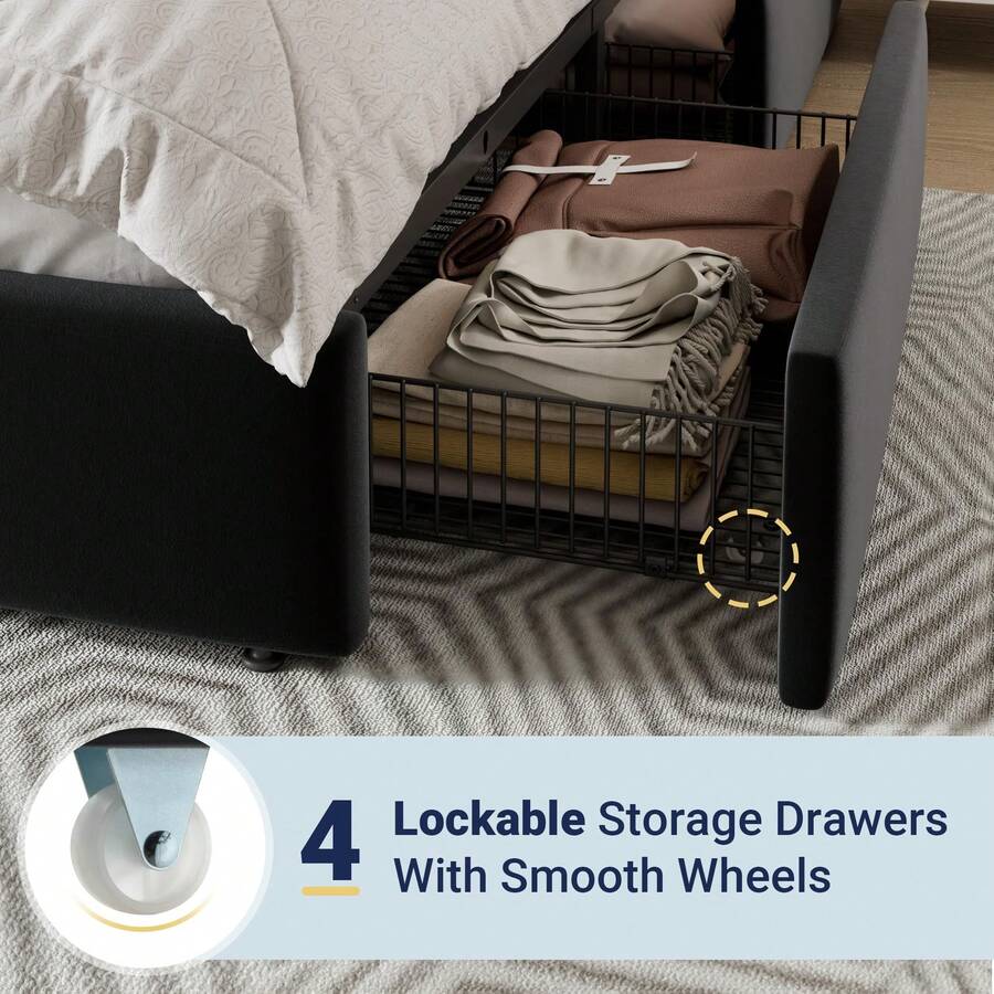 Full/Queen/King Size Platform  - King Size Bed Frame With Storage Drawers review and price