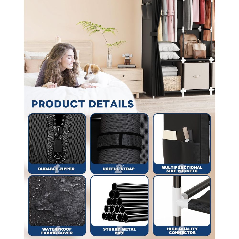 Clothes Organizer with 4 Hangi - Wardrobe Closet Portable Fabric Cover review and price
