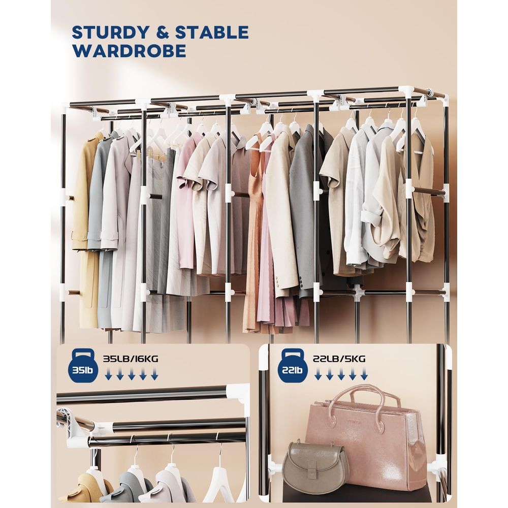 Clothes Organizer with 4 Hangi - Wardrobe Closet Portable Fabric Cover review and price