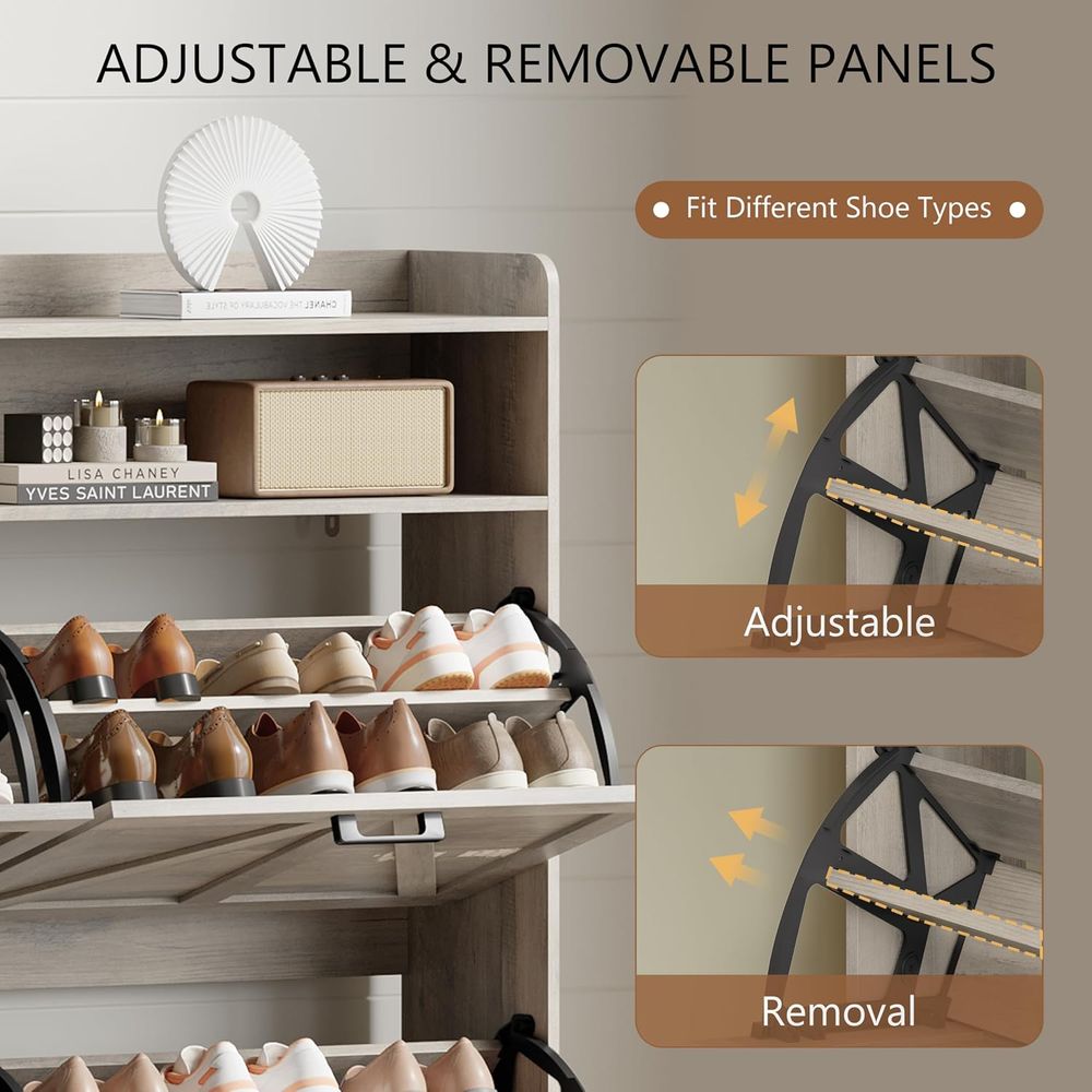 Shoe Storage Cabinet with 4 li - Shoe Rack Cabinet Narrow Entryway review and price