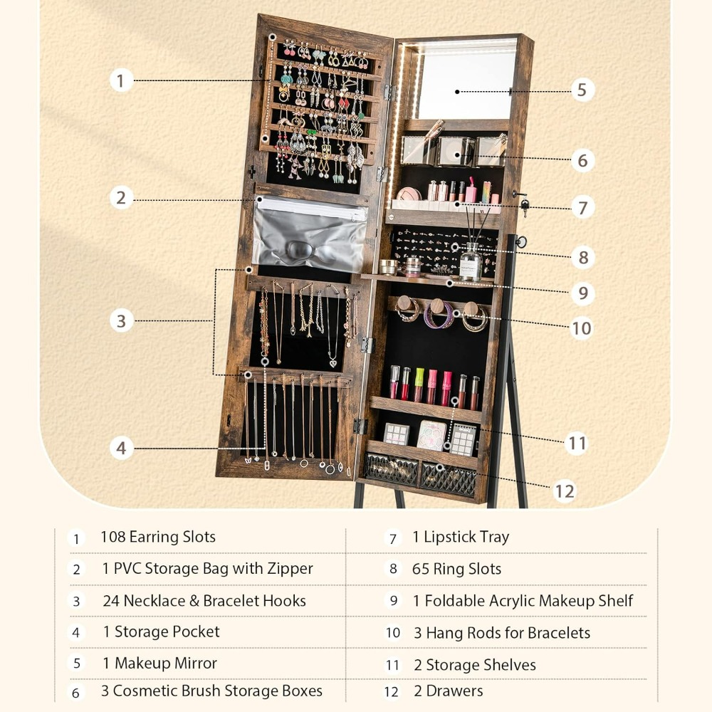 CHARMAID Standing Jewelry Armo - Full Length Mirror Jewelry Armoire review and price