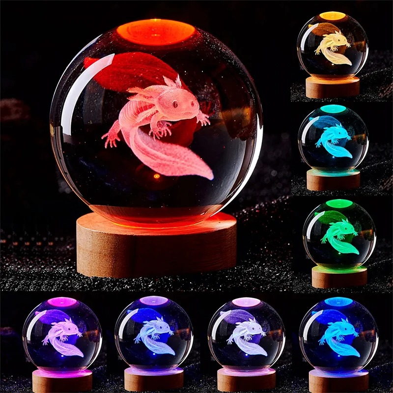 3D Axolotl Laser Engraved Crys - Floating Nightstand With Led Light review and price