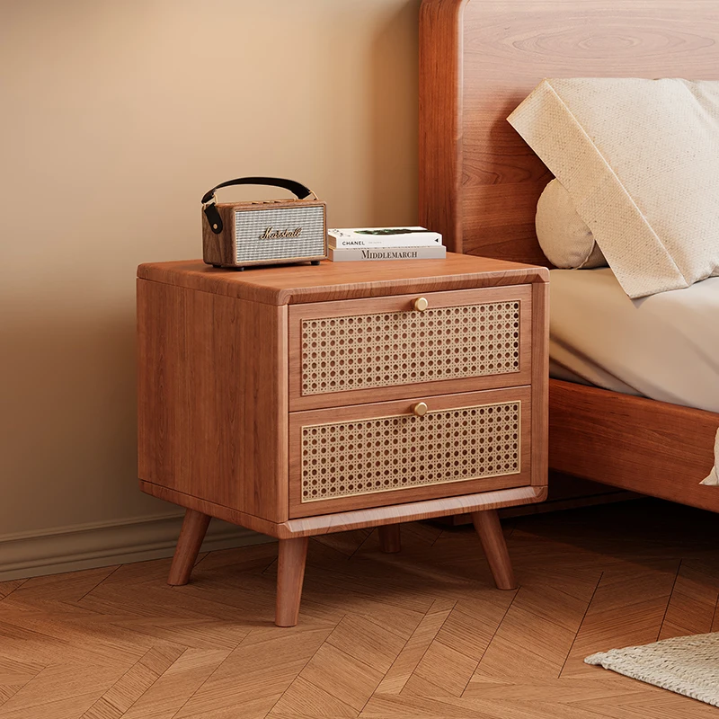 Solid Wood Nightstand with Wov - Solid Wood Nightstand 2 Drawers review and price