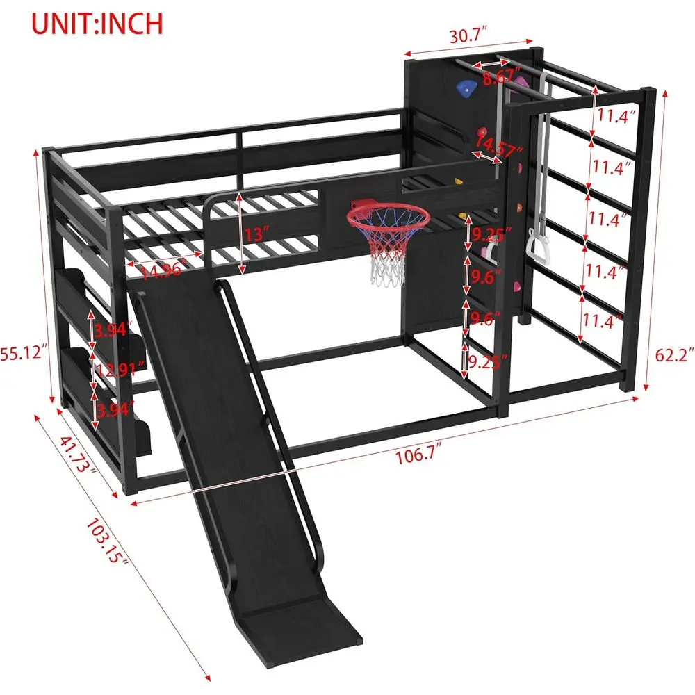 Twin Metal Bunk Bed with Baske - Bunk Bed With Stairs And Slide review and price