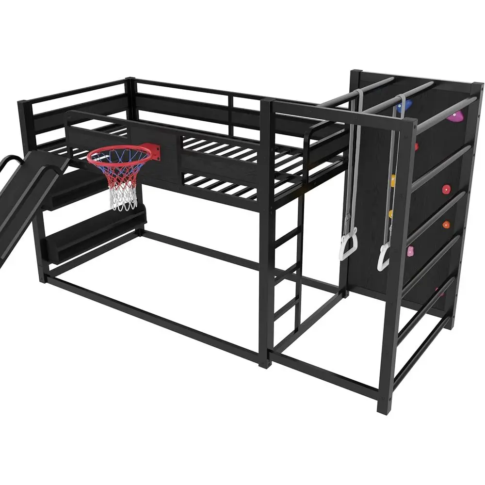 Twin Metal Bunk Bed with Baske - Bunk Bed With Stairs And Slide review and price